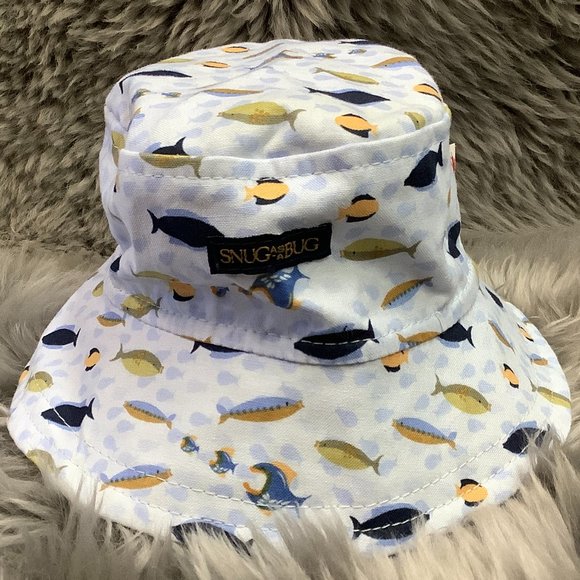 Snug As A Bug | Children's Fish Sticks Sun Hat | Blue | Various Sizes - Picture 1 of 4